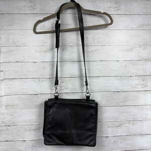 Wilsons Leather Black Flap Crossbody Bag